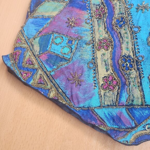 Vintage 90s Daily Planet Beaded Boho Art Vest Size Large - Picture 5 of 16